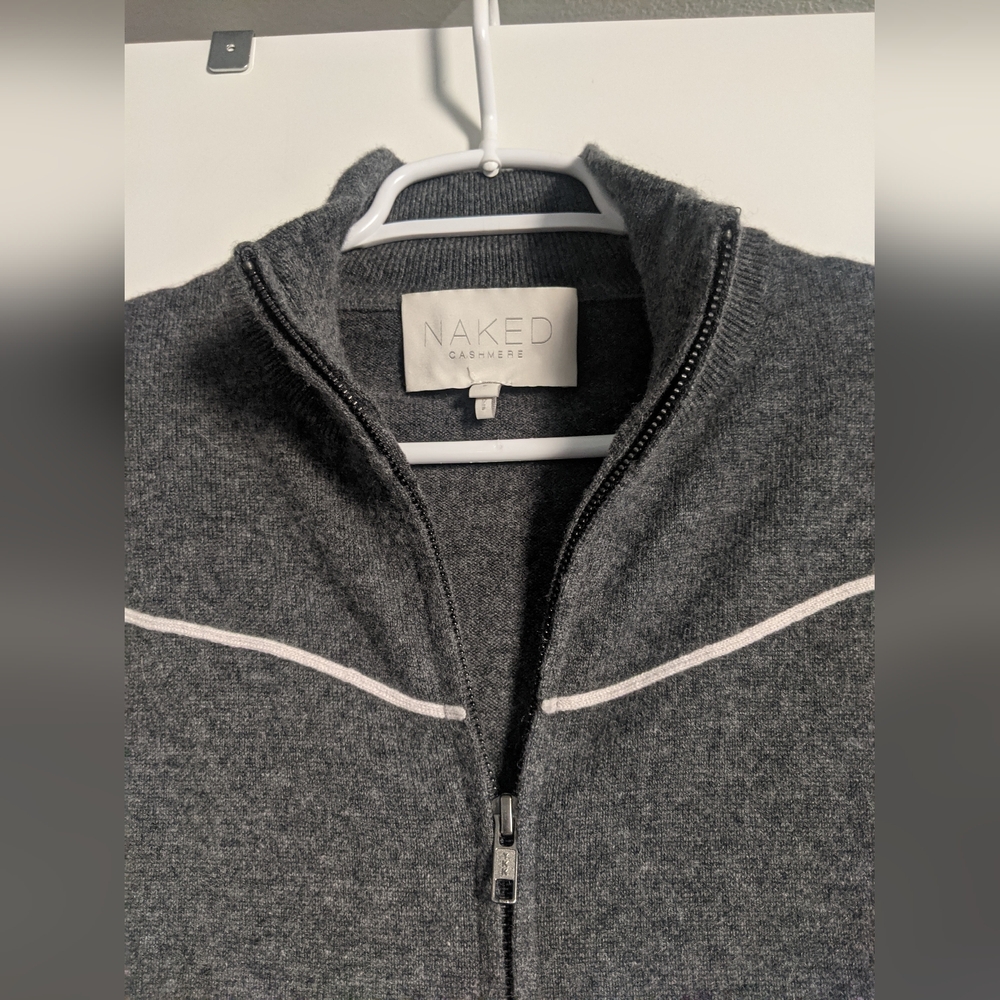 NAKED Cashmere Gray Zip-Up Sweater